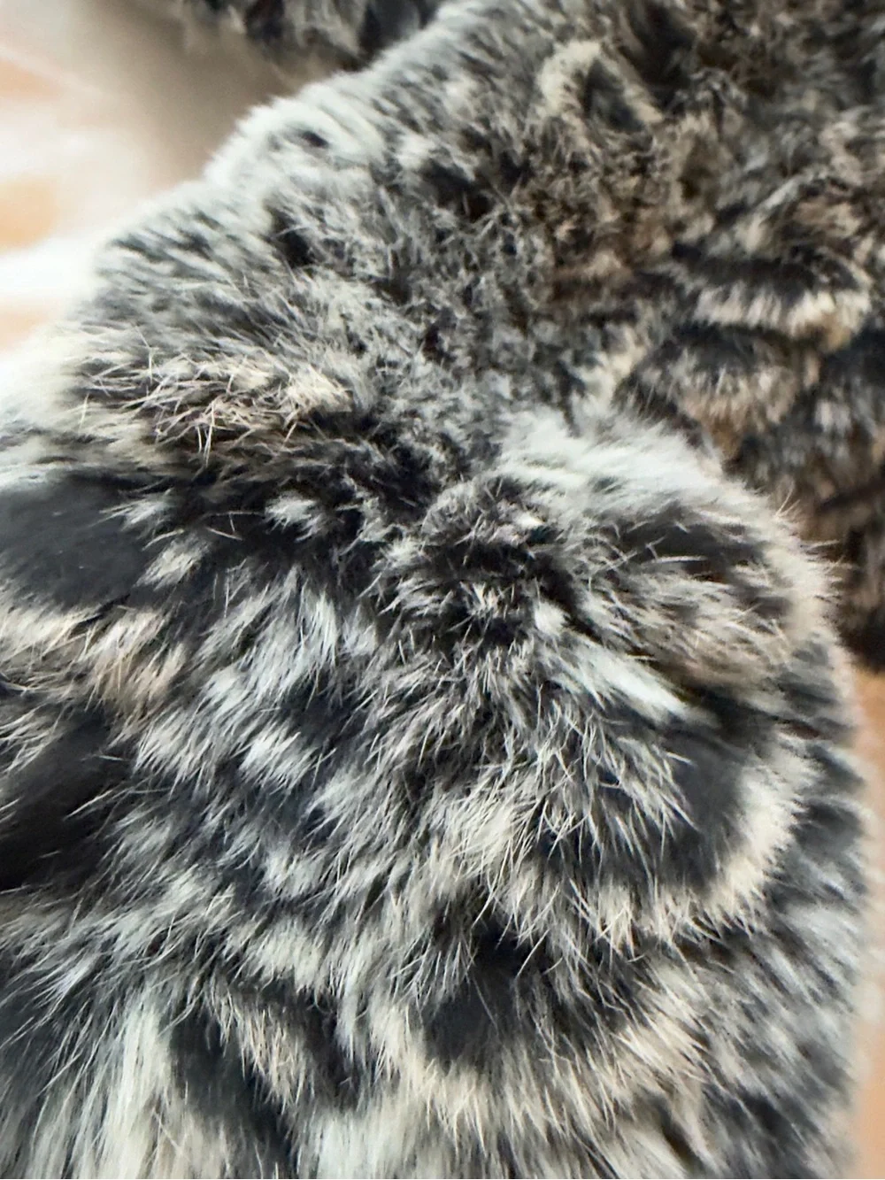 Genuine Rabbit Fur Scarf Gray Black Real Fur Winter Wrap Soft Luxury